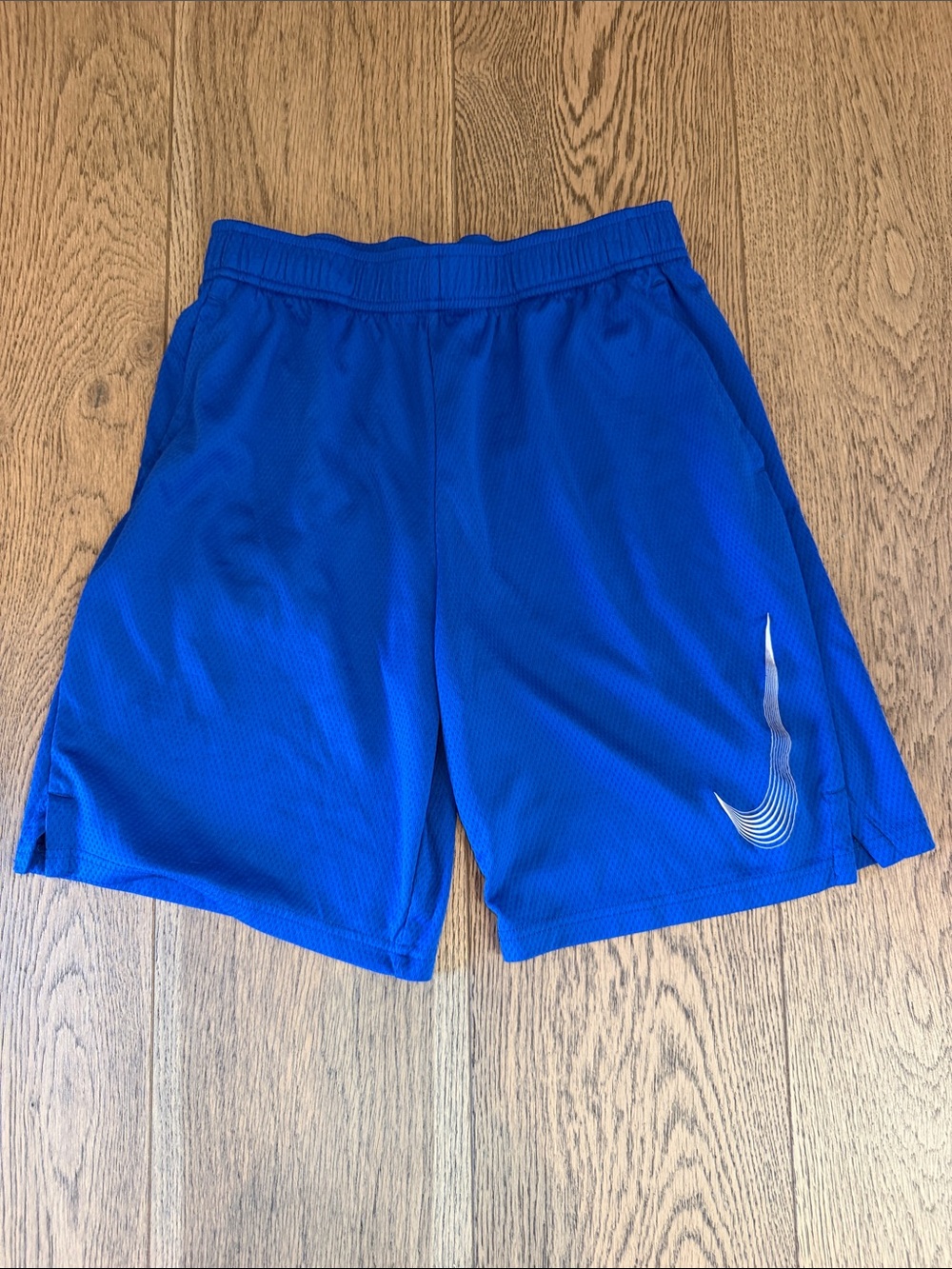 Nike boys Blue Athletic Mesh Shorts with Swoosh